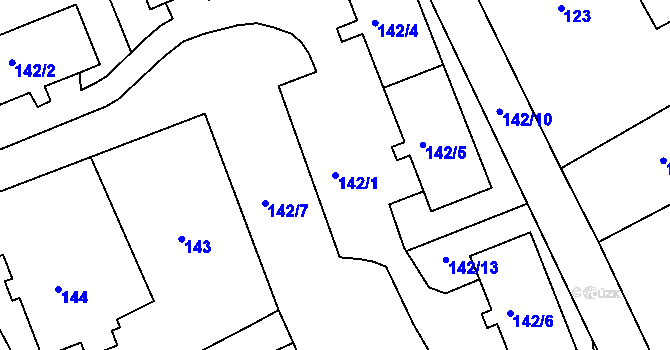 Parcela st. 142/1 v KÚ Vesec u Liberce, Katastrální mapa