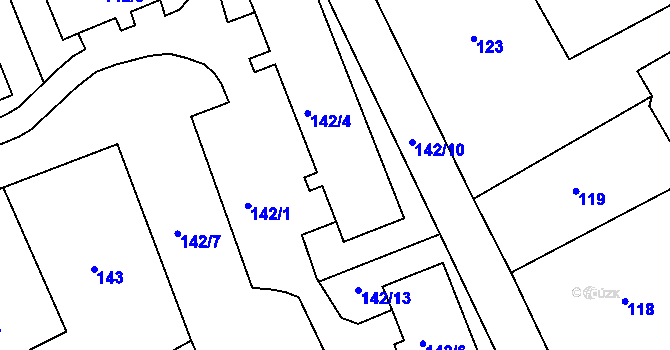 Parcela st. 142/5 v KÚ Vesec u Liberce, Katastrální mapa