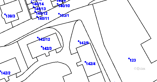 Parcela st. 142/9 v KÚ Vesec u Liberce, Katastrální mapa