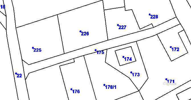 Parcela st. 175 v KÚ Vesec u Liberce, Katastrální mapa