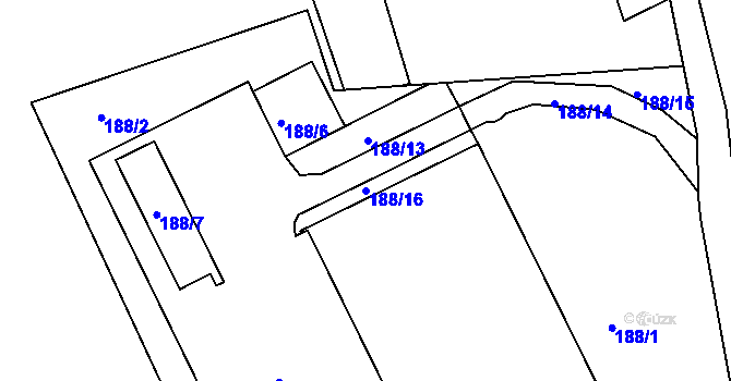 Parcela st. 188/16 v KÚ Vesec u Liberce, Katastrální mapa