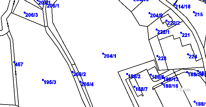 Parcela st. 204/1 v KÚ Vesec u Liberce, Katastrální mapa
