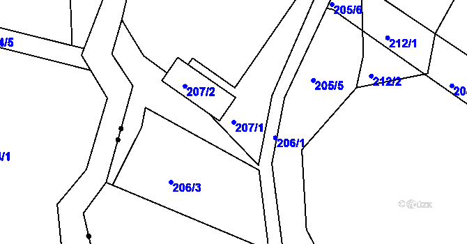 Parcela st. 207/1 v KÚ Vesec u Liberce, Katastrální mapa