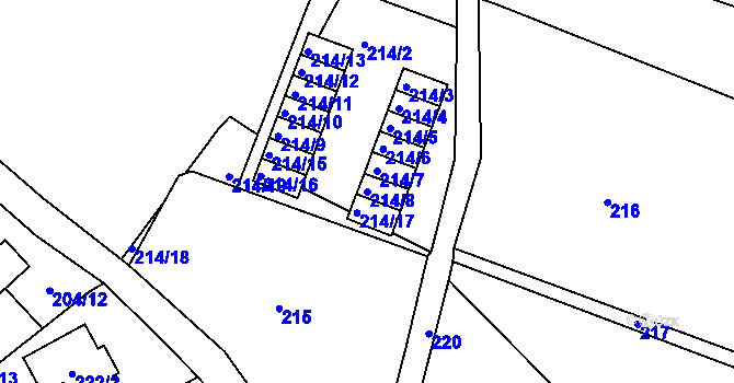 Parcela st. 214/8 v KÚ Vesec u Liberce, Katastrální mapa