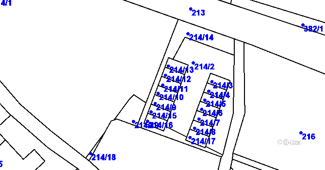 Parcela st. 214/11 v KÚ Vesec u Liberce, Katastrální mapa