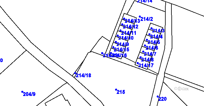 Parcela st. 214/19 v KÚ Vesec u Liberce, Katastrální mapa