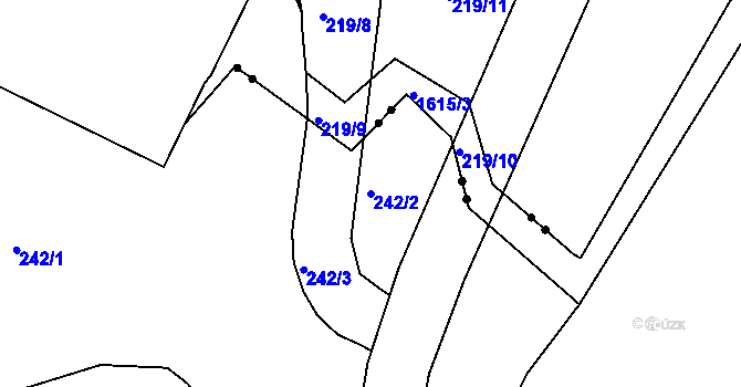 Parcela st. 242/2 v KÚ Vesec u Liberce, Katastrální mapa