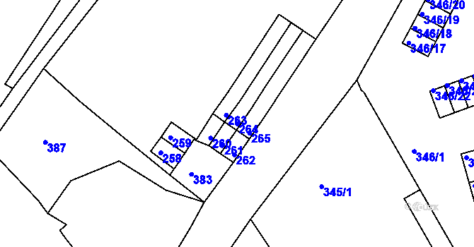 Parcela st. 264 v KÚ Vesec u Liberce, Katastrální mapa