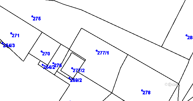 Parcela st. 277/1 v KÚ Vesec u Liberce, Katastrální mapa