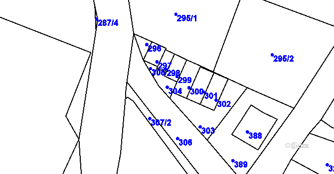 Parcela st. 304 v KÚ Vesec u Liberce, Katastrální mapa