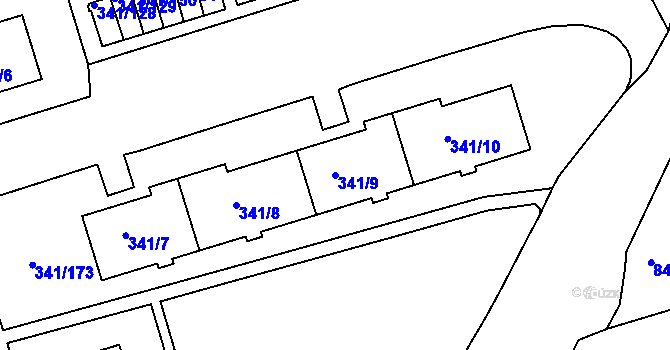 Parcela st. 341/9 v KÚ Vesec u Liberce, Katastrální mapa