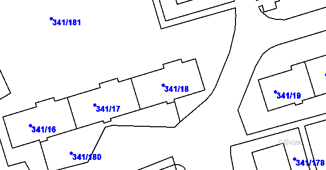 Parcela st. 341/18 v KÚ Vesec u Liberce, Katastrální mapa
