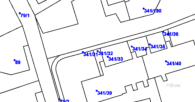 Parcela st. 341/32 v KÚ Vesec u Liberce, Katastrální mapa