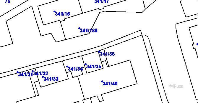 Parcela st. 341/36 v KÚ Vesec u Liberce, Katastrální mapa