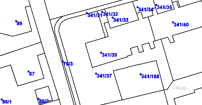 Parcela st. 341/39 v KÚ Vesec u Liberce, Katastrální mapa