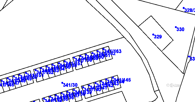 Parcela st. 341/162 v KÚ Vesec u Liberce, Katastrální mapa