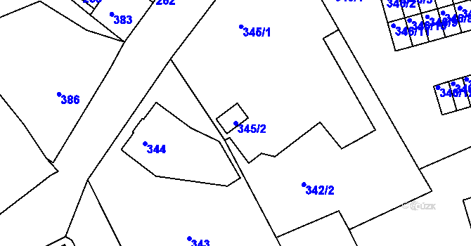 Parcela st. 345/2 v KÚ Vesec u Liberce, Katastrální mapa