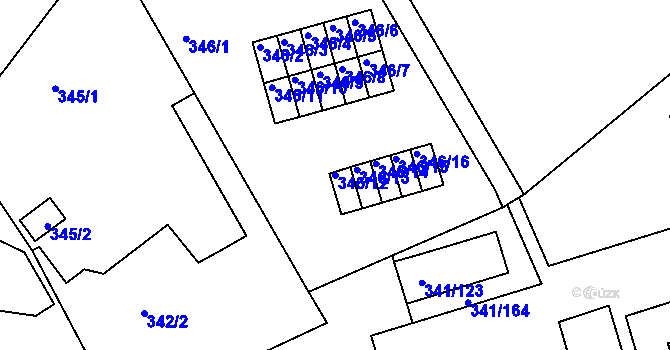 Parcela st. 346/12 v KÚ Vesec u Liberce, Katastrální mapa