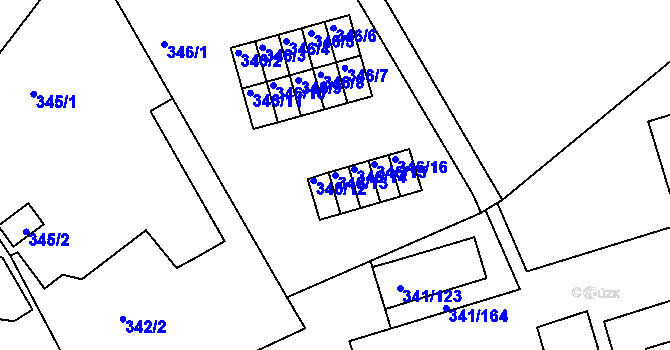 Parcela st. 346/13 v KÚ Vesec u Liberce, Katastrální mapa