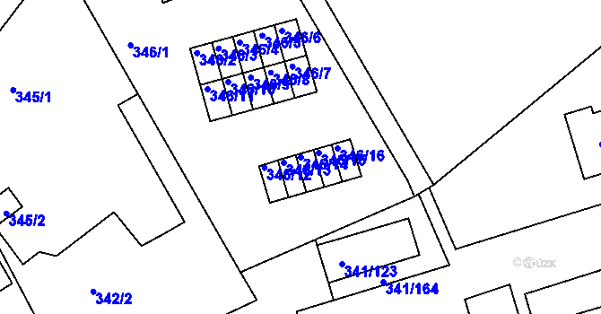 Parcela st. 346/14 v KÚ Vesec u Liberce, Katastrální mapa