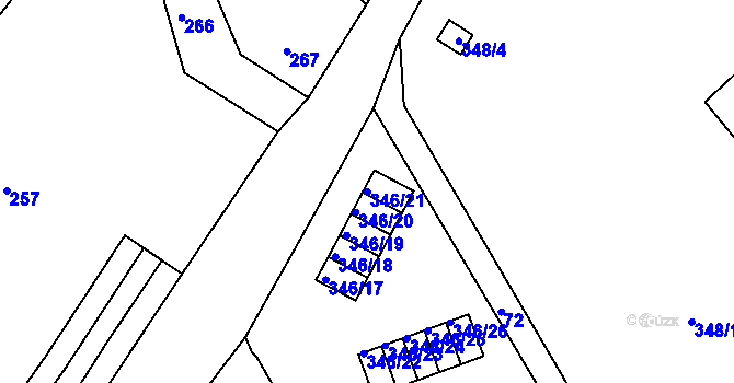 Parcela st. 346/21 v KÚ Vesec u Liberce, Katastrální mapa