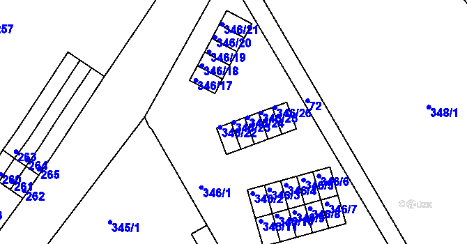 Parcela st. 346/23 v KÚ Vesec u Liberce, Katastrální mapa