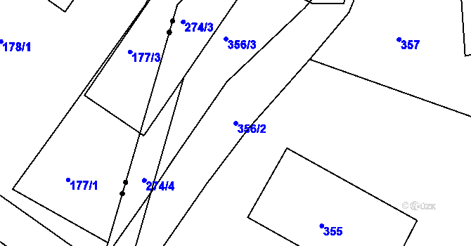 Parcela st. 356/2 v KÚ Vesec u Liberce, Katastrální mapa