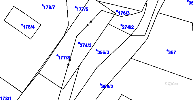 Parcela st. 356/3 v KÚ Vesec u Liberce, Katastrální mapa