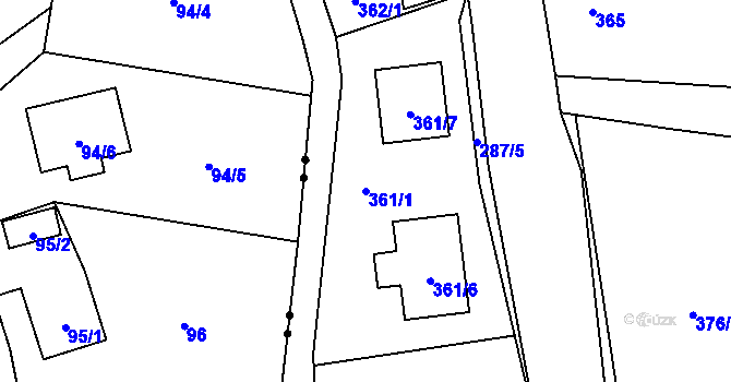 Parcela st. 361/1 v KÚ Vesec u Liberce, Katastrální mapa