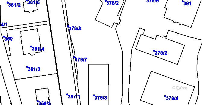 Parcela st. 376/1 v KÚ Vesec u Liberce, Katastrální mapa