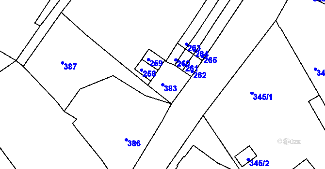Parcela st. 383 v KÚ Vesec u Liberce, Katastrální mapa