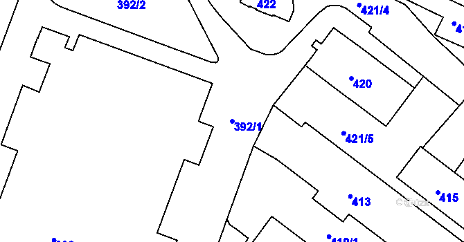 Parcela st. 392/1 v KÚ Vesec u Liberce, Katastrální mapa