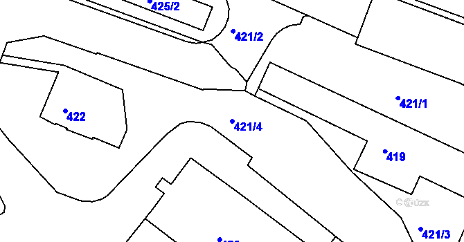 Parcela st. 421/4 v KÚ Vesec u Liberce, Katastrální mapa