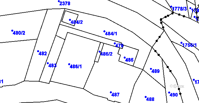 Parcela st. 486/2 v KÚ Vesec u Liberce, Katastrální mapa