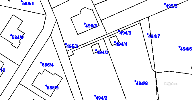 Parcela st. 494/3 v KÚ Vesec u Liberce, Katastrální mapa