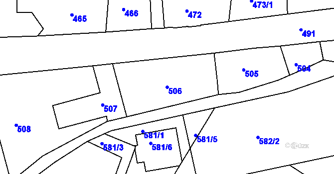 Parcela st. 506 v KÚ Vesec u Liberce, Katastrální mapa