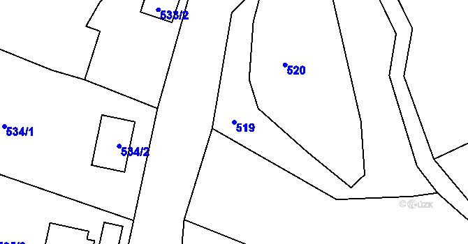 Parcela st. 519 v KÚ Vesec u Liberce, Katastrální mapa