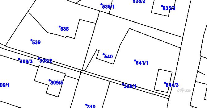 Parcela st. 540 v KÚ Vesec u Liberce, Katastrální mapa