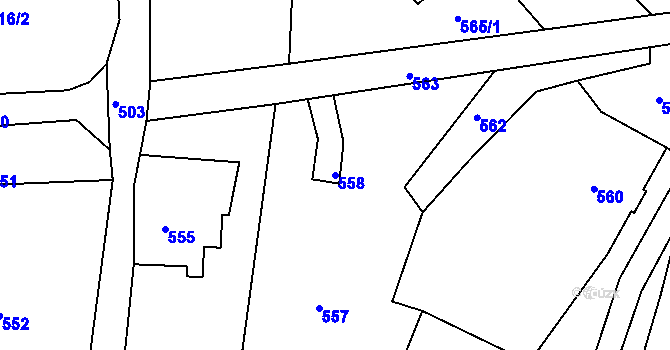 Parcela st. 558 v KÚ Vesec u Liberce, Katastrální mapa