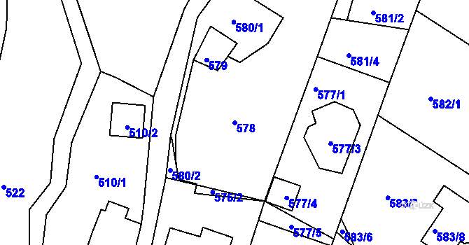 Parcela st. 578 v KÚ Vesec u Liberce, Katastrální mapa