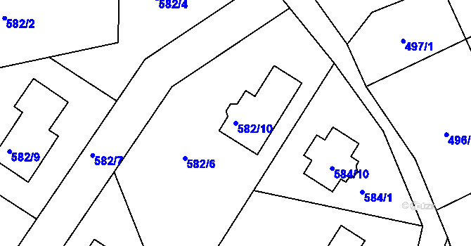 Parcela st. 582/10 v KÚ Vesec u Liberce, Katastrální mapa