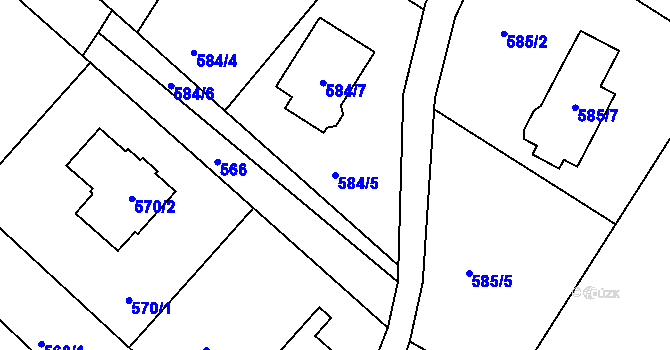 Parcela st. 584/5 v KÚ Vesec u Liberce, Katastrální mapa