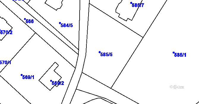 Parcela st. 585/5 v KÚ Vesec u Liberce, Katastrální mapa