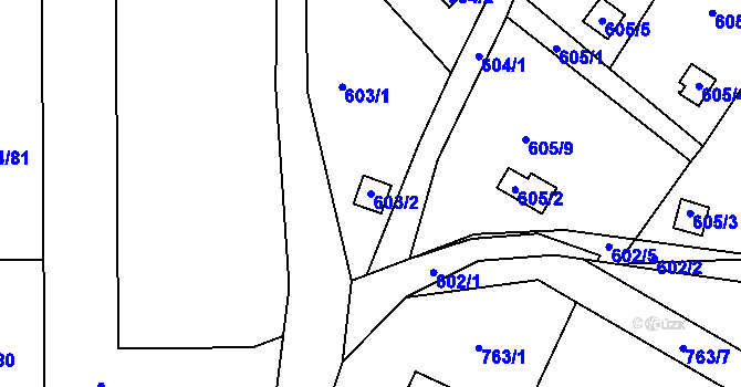 Parcela st. 603/2 v KÚ Vesec u Liberce, Katastrální mapa