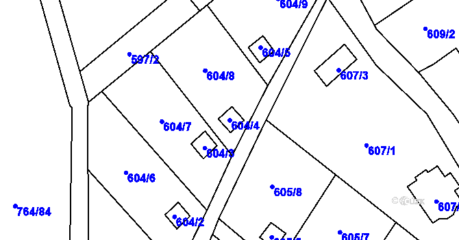 Parcela st. 604/4 v KÚ Vesec u Liberce, Katastrální mapa