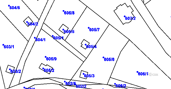 Parcela st. 605/4 v KÚ Vesec u Liberce, Katastrální mapa