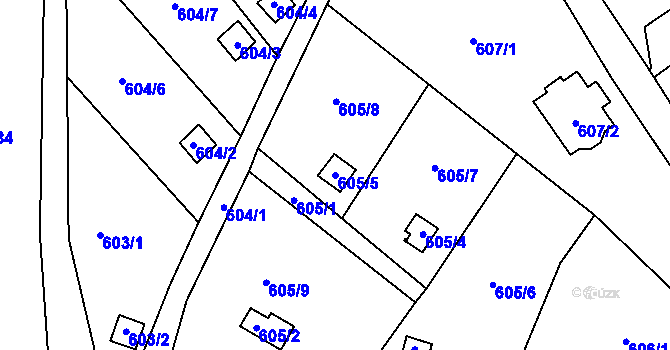 Parcela st. 605/5 v KÚ Vesec u Liberce, Katastrální mapa