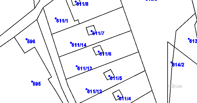 Parcela st. 611/6 v KÚ Vesec u Liberce, Katastrální mapa