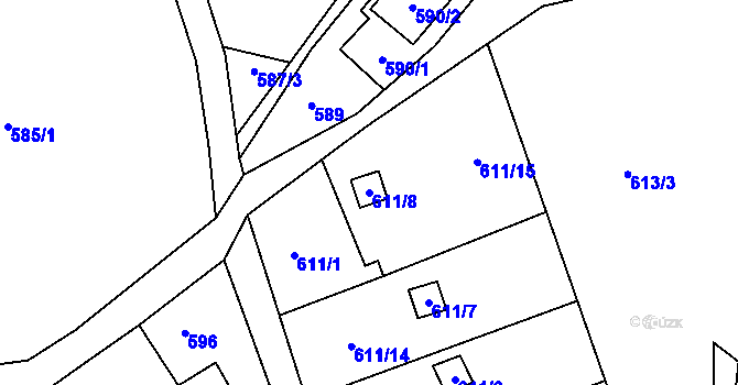Parcela st. 611/8 v KÚ Vesec u Liberce, Katastrální mapa