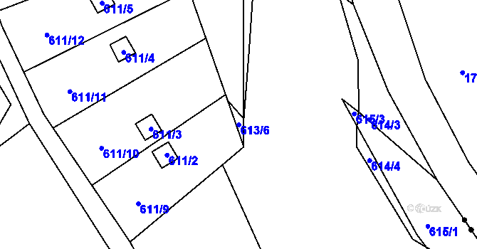 Parcela st. 613/6 v KÚ Vesec u Liberce, Katastrální mapa
